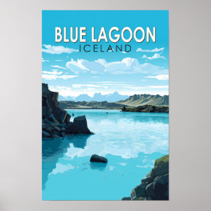 Laguna Azul Islandia Viaje Arte Vintage
