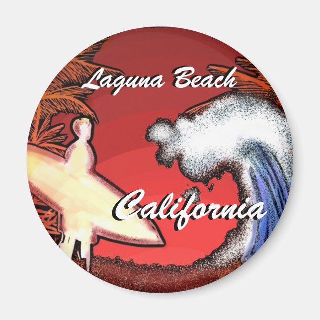 Laguna Beach California olas surfistas imán de art (Frente)
