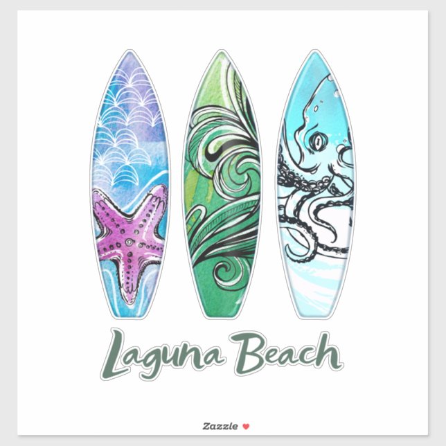 Laguna Beach Surfboards XL Pegatina (Hoja)