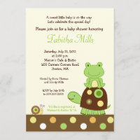 Laguna Frog & Turtle Invitación Baby Shower 5x7 #2