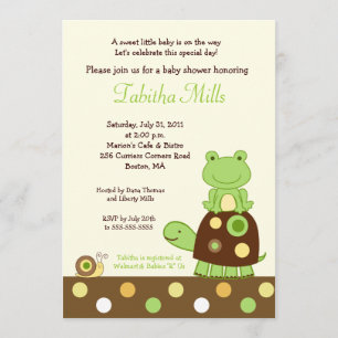 Laguna Frog & Turtle Invitación Baby Shower 5x7 #2