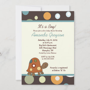 Laguna Naranja Tortuga 5x7 Invitación Baby Shower