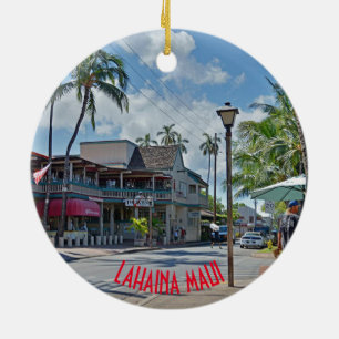 Lahaina Hawaii Ornamento Panorámico de Navidad
