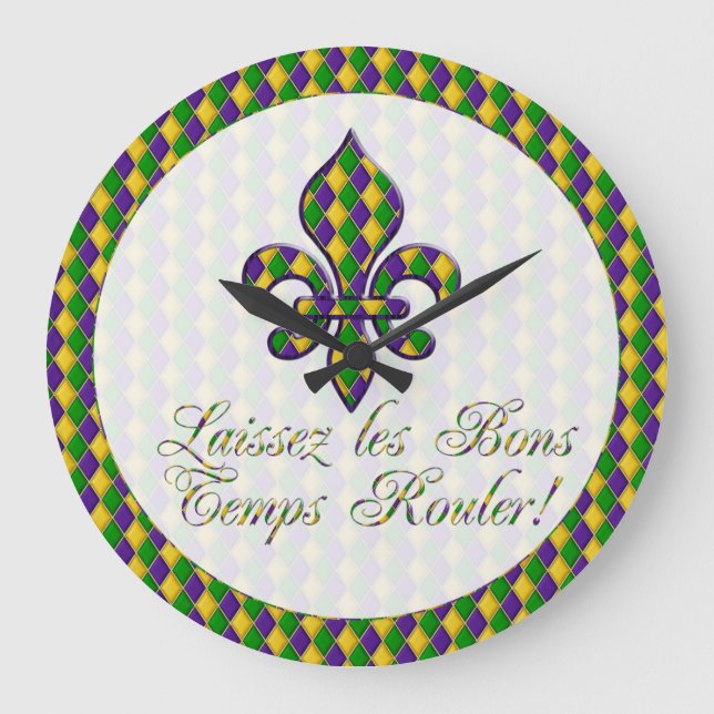 ¡Laissez les Bons Temps Rouler! Reloj de Mardi Gra (Anverso)