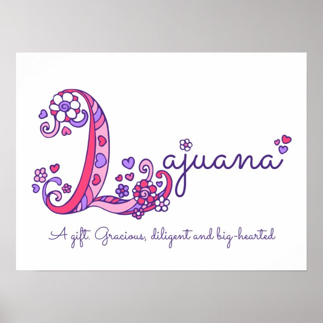 Lajuana inicial L doodle nombre de arte cardíaco (Frente)