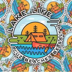 Lake Life Beach Funny Camping   Pegatina de corte 