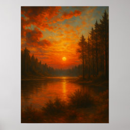 Lake Sunset - Arte de la pared de la naturaleza