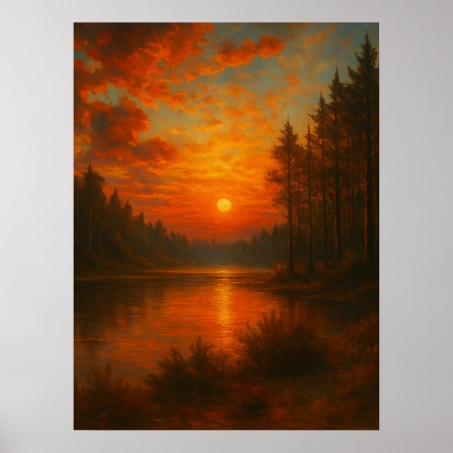 Lake Sunset - Arte de la pared de la naturaleza (Frente)
