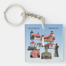 Lake Superior Lighthouses acrílico llavero