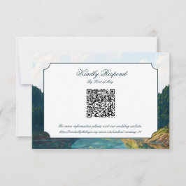 Lakeside Mountain Valley Wedding QR code RSVP Card