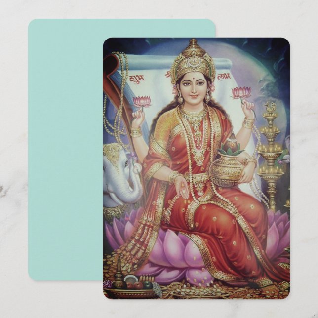 Lakshmi, diosa india - Tarjeta de saludo (Anverso / Reverso)