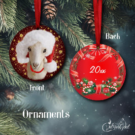 LaMancha Cabra Santa Hat Ornamento de Navidad
