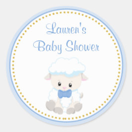 Lamb Boy Baby Shower Favor Pegatinas