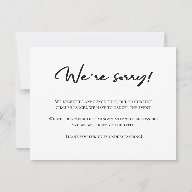 Lamentamos la invitación de cancelación en blanco  (Anverso)