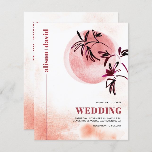 Lámina Β rancho Qr código invitación a la boda Japandi BU (Anverso / Reverso)