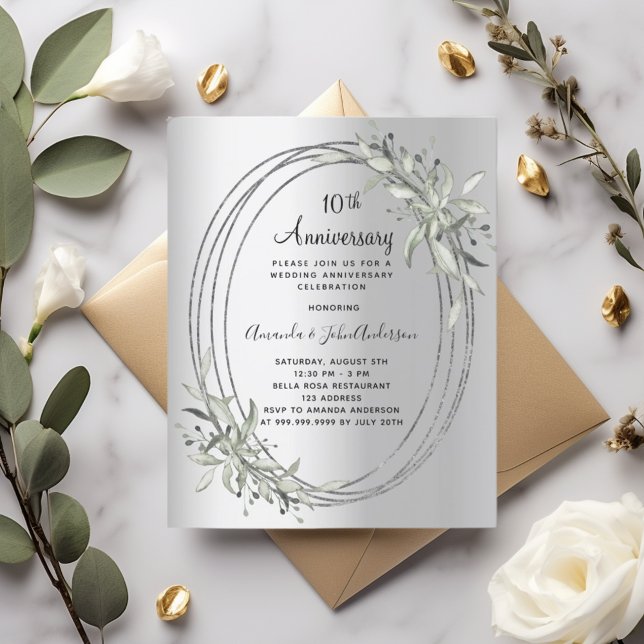 Lámina 10.º aniversario boda invitación al follaje platea (Subido por el creador)