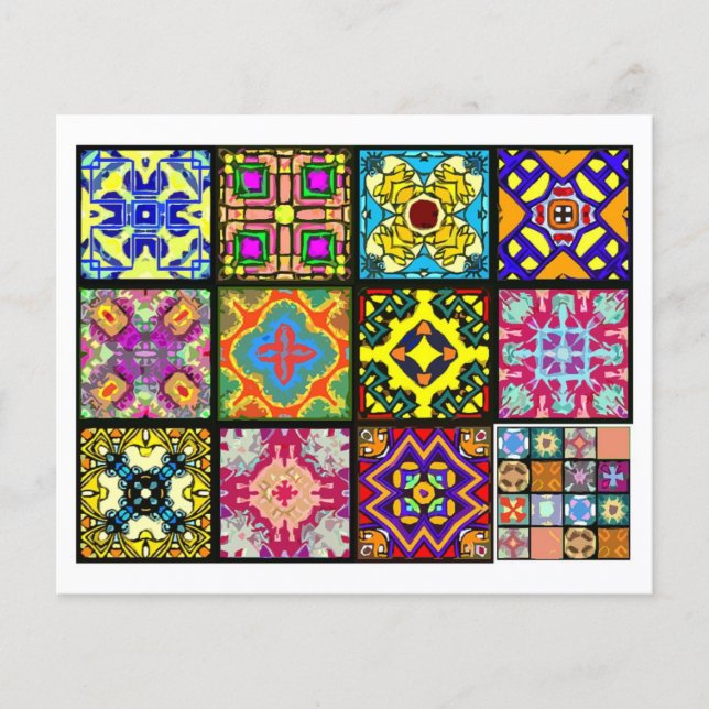 Lámina 12 baldosas de té diferentes - plegado de origami (Anverso)