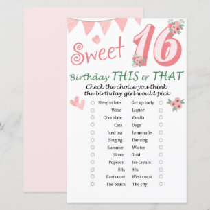 Lámina 16.º cumpleaños éste o aquel juego