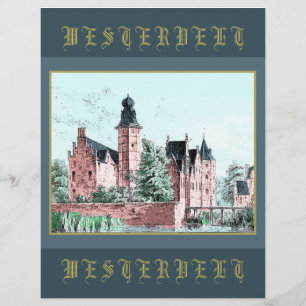 Lámina 1729 A. de Haen Dutch Kasteel WESTERVELT
