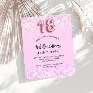 Lámina 18.ª invitación al presupuesto de confeti rosa