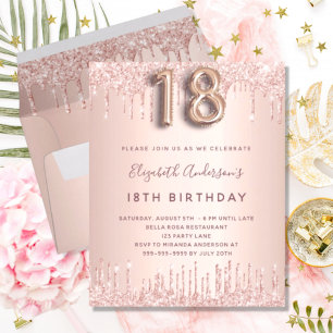 Lámina 18.ª invitación al presupuesto del purpurina rosa 