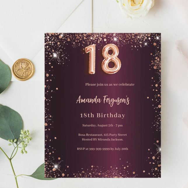 Lámina 18.ª invitación de oro a los rosas burdeos (Subido por el creador)