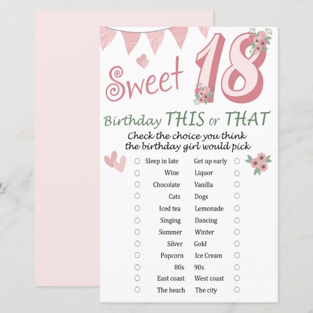 Lámina 18.º cumpleaños éste o aquel juego (Anverso / Reverso)