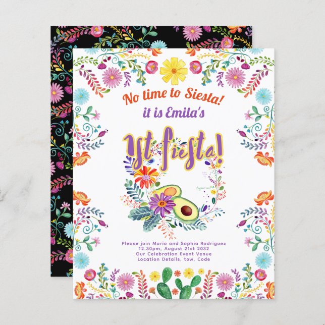 Lámina 1.ª Fiesta Cumpleaños de un Chica Folkart (Anverso / Reverso)