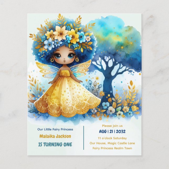 Lámina 1.ᵉʳ cumpleaños de la princesa africana de hadas (Anverso)
