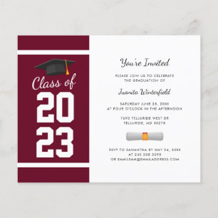 Lámina 2024 Graduación Borgoña Invitación a la fiesta de 