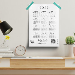 Lámina 2025 Año Calendario Tipografía del guión Blanco