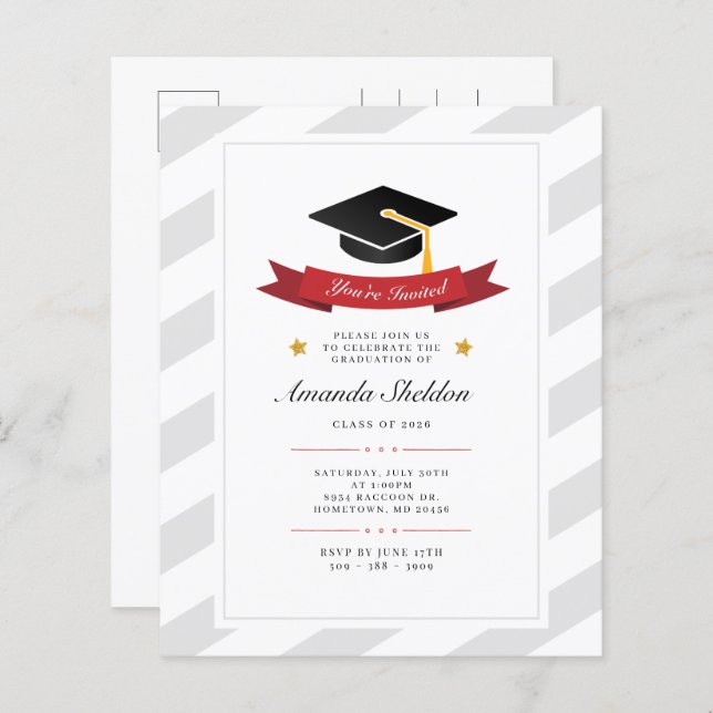 Lámina 2025 Graduación Elegante Invitación de Grad Party (Anverso / Reverso)