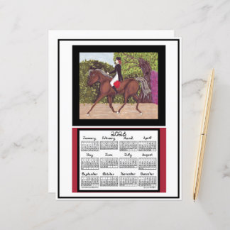 Lámina 2026 Calendar Dressage Horse Equine Fabric Font