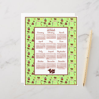 Lámina 2026 Calendar Fabric Font Chinese Favorites Jade