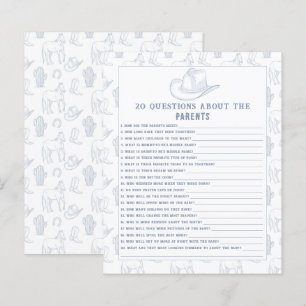 Lámina 20 preguntas de padres - Ducha de bebé de Cowboy