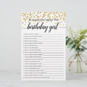 Lámina 20 Preguntas sobre el juego de cumpleaños de la Cu