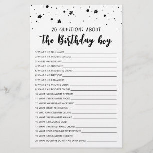 Lámina 20 Preguntas sobre el juego de cumpleaños del niño