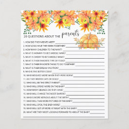 Lámina 20 Preguntas sobre el juego de la ducha de bebé pa