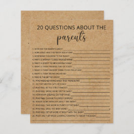 Lámina 20 Preguntas sobre el juego de la ducha de bebé pa