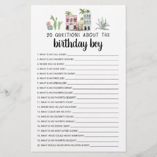 Lámina 20 Preguntas Sobre El Juego Editable Birthday Boy