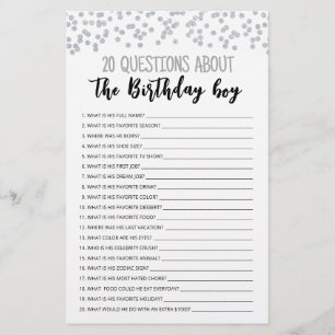 Lámina 20 Preguntas Sobre El Juego Editable Birthday Boy