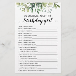 Lámina 20 Preguntas Sobre El Juego Editable Chica De Cump