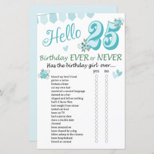 Lámina 25.º cumpleaños o nunca juego