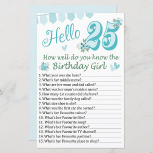 Lámina 25.º ¿Qué tan bien conoce al chica de cumpleaños?