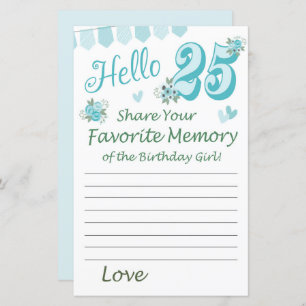 Lámina 25 años Memoria favorita de la Gir de cumpleaños