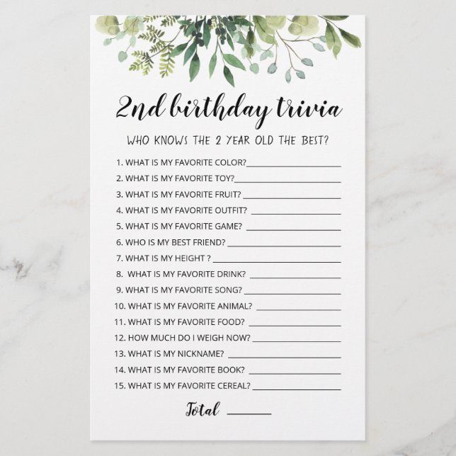 Lámina 2.ª partida editable de la Trivia de Cumpleaños (Anverso)