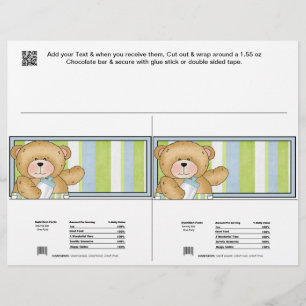 Lámina 2 Bebé Bear Ducha Candy Bar Wrappers Party Favor