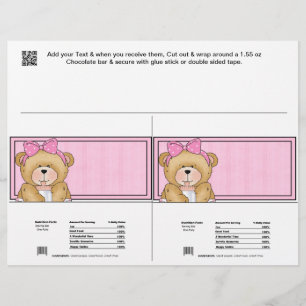 Lámina 2 Bebé Bear Ducha Candy Bar Wrappers Party Favor