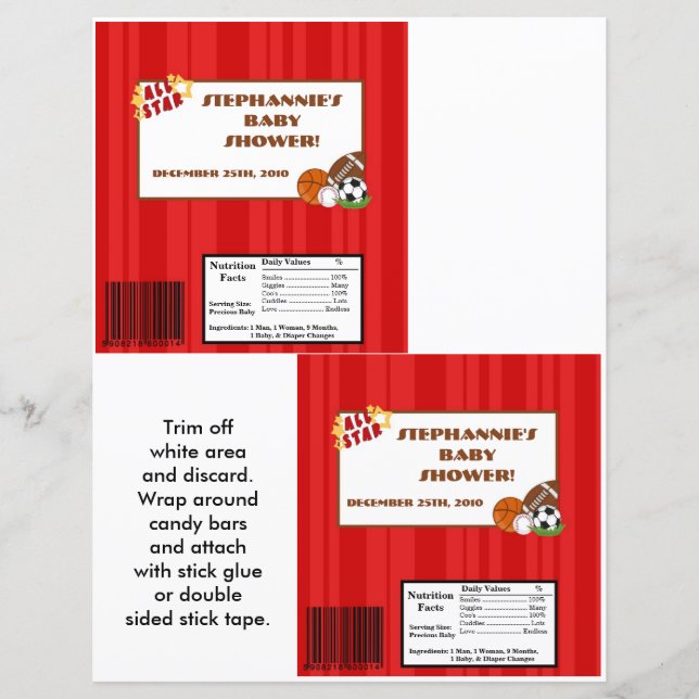 Lámina 2 Hershey's Large Bar Wrapper All Star Red (Anverso)