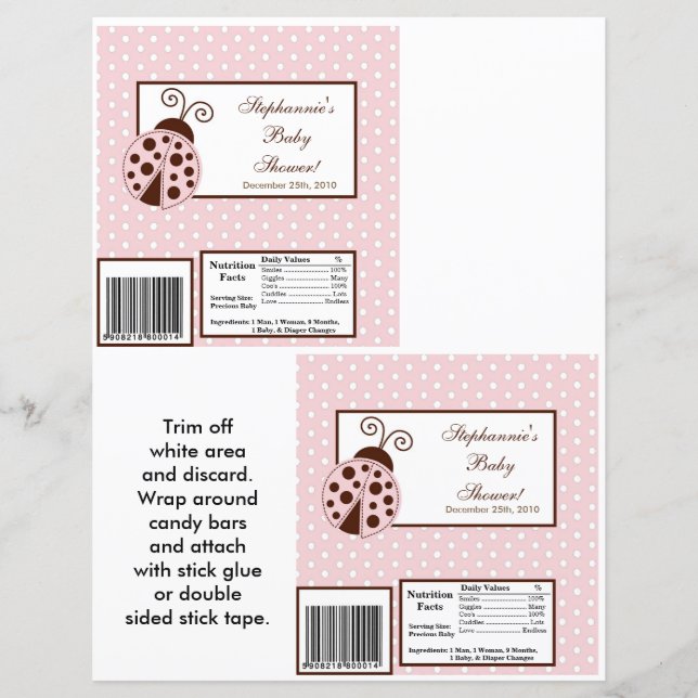 Lámina 2 Hershey's Large Bar Wrapper Pink Ladybug (Anverso)